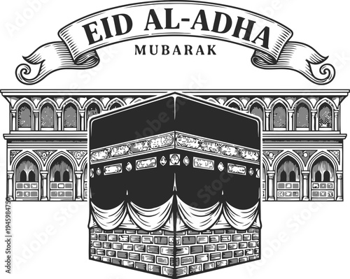 Vintage-style illustration of a building with a clock tower and ornate roofline Vector