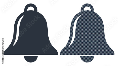 Simple graphic of two dark blue notification bells, one slightly lighter than the other, isolated on a white background.
