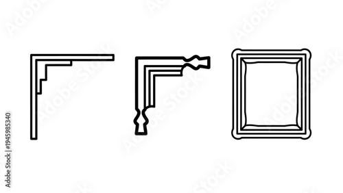 Decorative corner brackets and frame icons - classic architectural elements