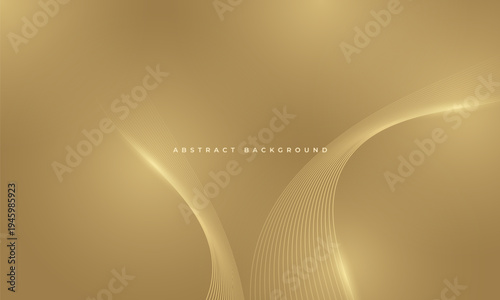 Golden curved lines on abstract background, metallic ribbons create fluid minimalist composition with soft highlights, subtle gradients, satin texture and warm tones conveying elegant premium