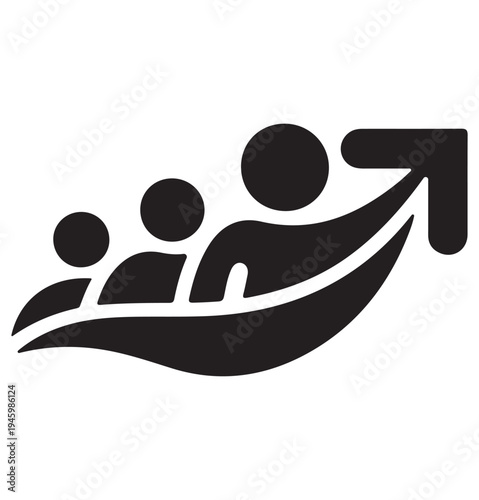 Business Team Growth and Progress Arrow Icon Vector Illustration