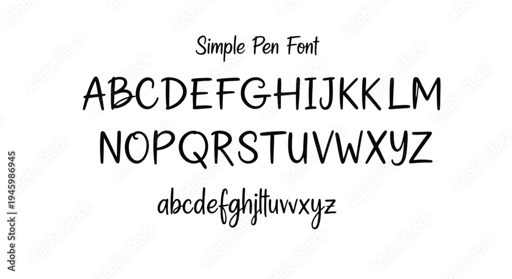 Fototapeta premium Handwritten single pen font showcasing uppercase and lowercase alphabets isolated on transparent background
