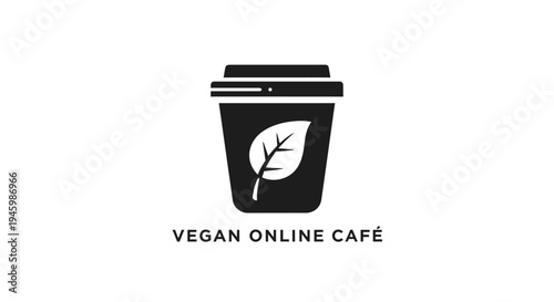 Vegan cafe logo with leaf design.