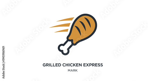 Grilled chicken leg with motion lines.