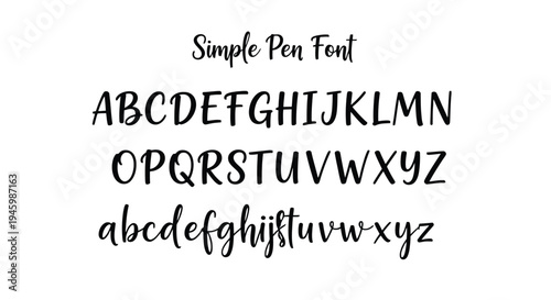 Sample display of a handwritten simple pon font showcasing uppercase and lowercase letters isolated on transparent background