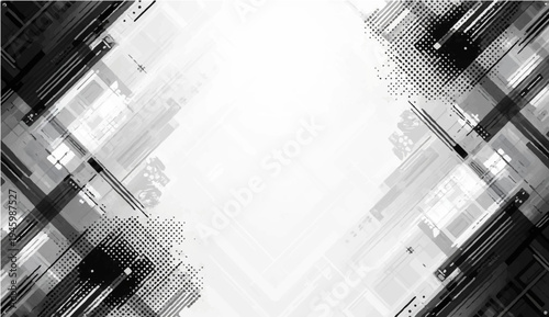 Abstract futuristic geometric background featuring digital architecture lines and 3D building blueprint patterns for urban technology design and engineering concept wallpaper