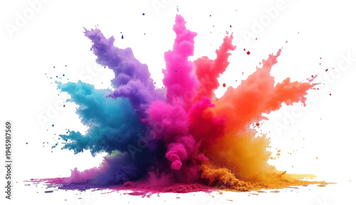 Abstract watercolor background featuring colorful ink splashes and artistic paint splatters with pink brush stains and vector design elements on white texture