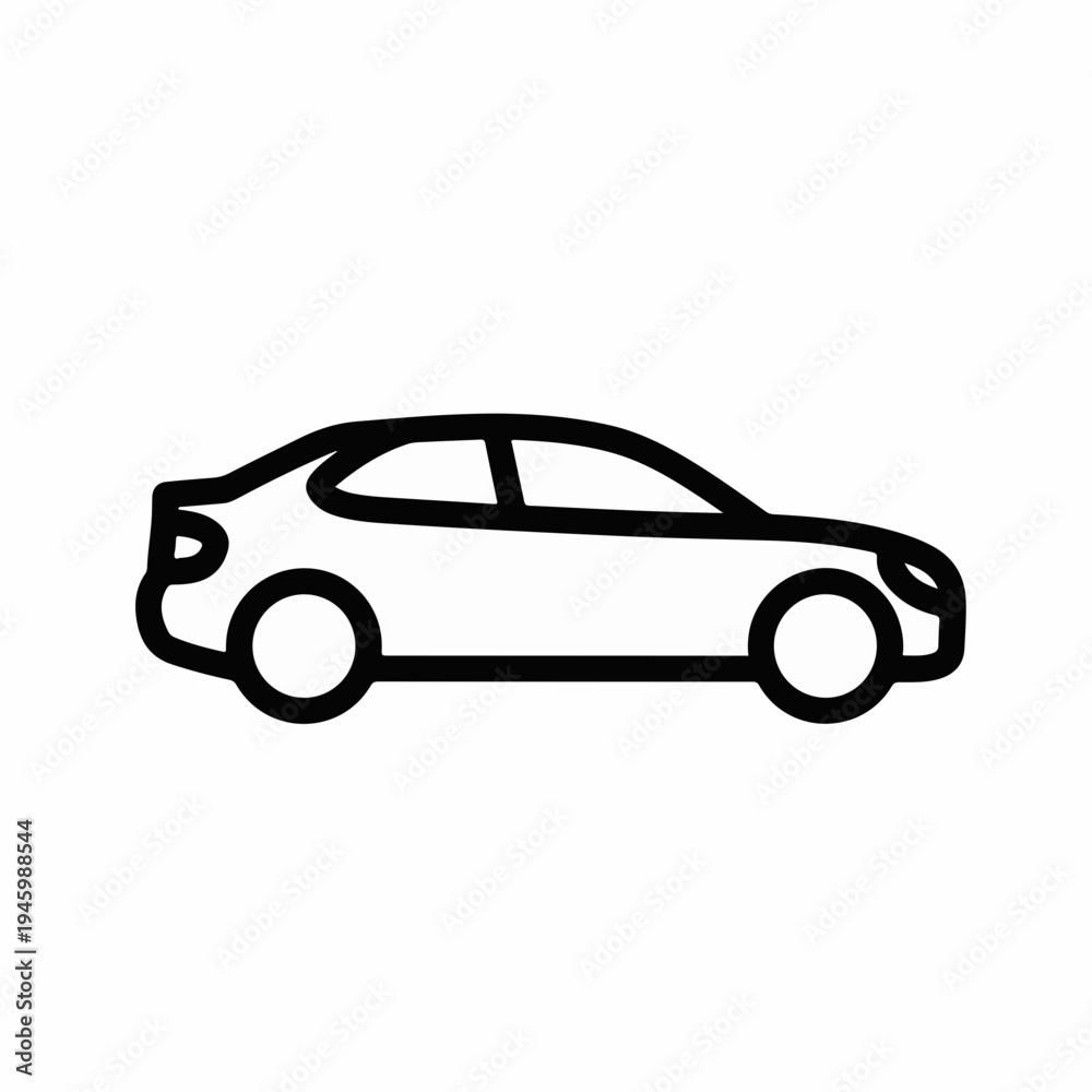 Fototapeta premium Simple Black Outline Car Icon Vector Illustration for Automotive, Transport, Travel, and Delivery Services Web Design Elements