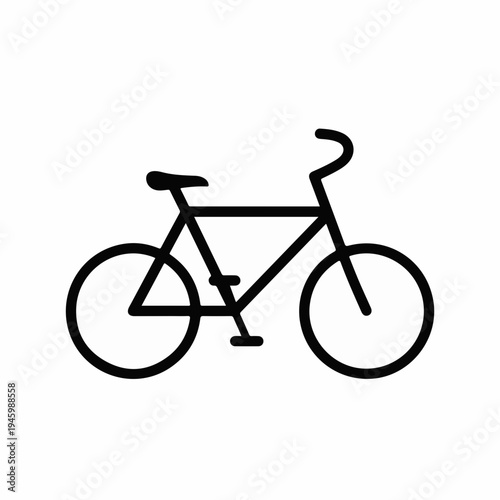 Simple black outline bicycle vector icon for transportation, sport, and eco-friendly travel concepts, ideal for web design, apps, and infographics.