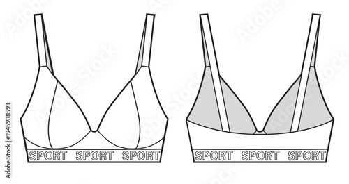 Girls sport bralet, rib with sport letters