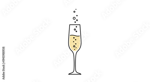 A glass of champagne with bubbles.