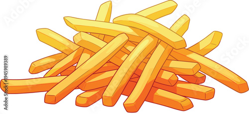 Cartoon french fries pile food fried potatoes
