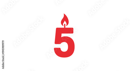 Red number five with flame.