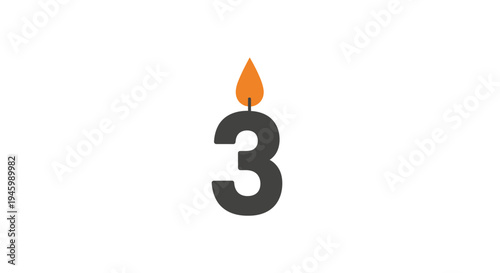 A stylized number 3 with flame.