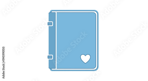 A blue notebook with a heart.