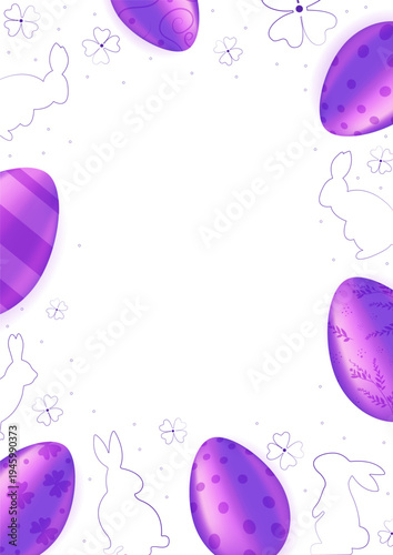 Easter. Easter banner with brightly colored eggs. Editable template with space for text.