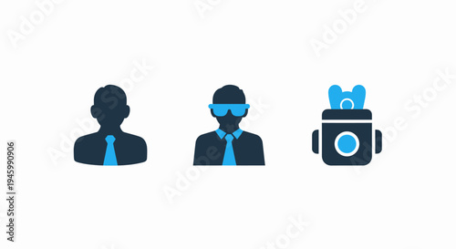 Businessman, suited man and brief case icons