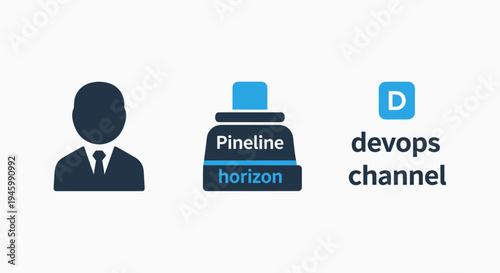 Business icons: businessman, pipeline horizon, and devops channel for corporate and tech