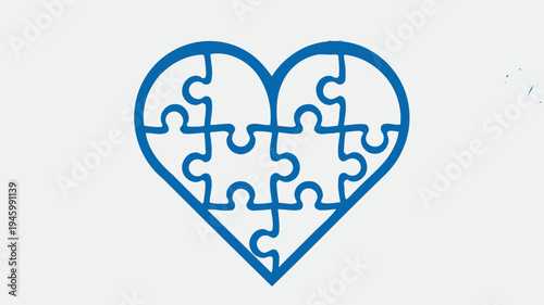 Blue Puzzle Heart vector illustration