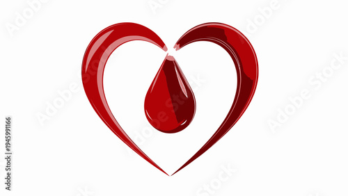 Red Heart Shape With Blood Drop vector illustration