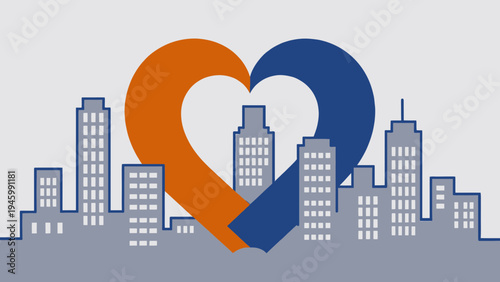 Heart Shaped Skyline vector illustration