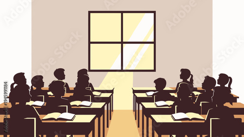 Children in a Classroom Learning vector illustration