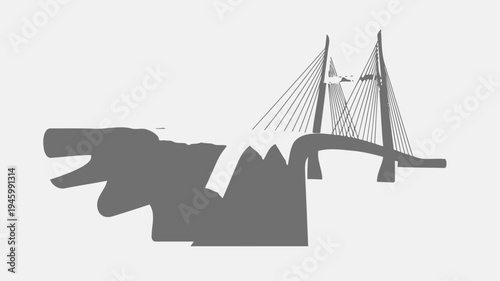Modern Cable-Stayed Bridge Against White Background vector illustration