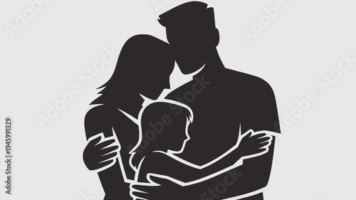 Silhouette Of A Loving Family Hugging vector illustration
