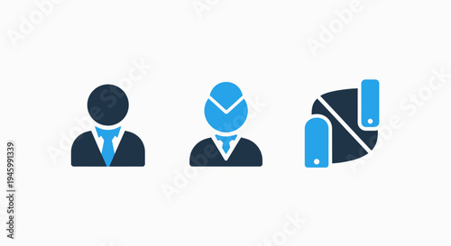 User icons and abstract symbol for data or information processing and management concepts