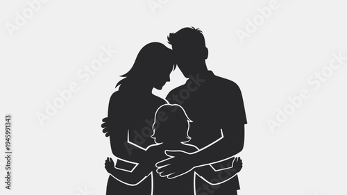 Loving Family Silhouette Hugging vector illustration