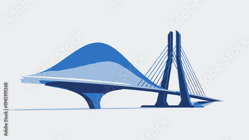 Modern Cable-Stayed Bridge vector illustration