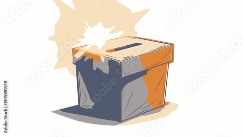 Exploding Ballot Box With Burst Effect vector illustration