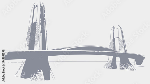 Modern Bridge Design Sketch vector illustration
