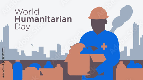 World Humanitarian Day Helping Hands and Delivering Aid vector illustration