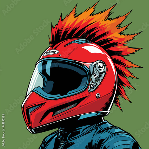 mohawk hair motorcycle helmet vector image