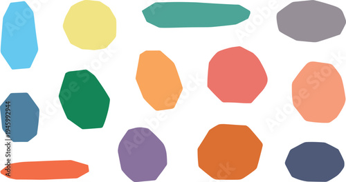 A colorful collection of irregularly shaped blobs on transparent background
