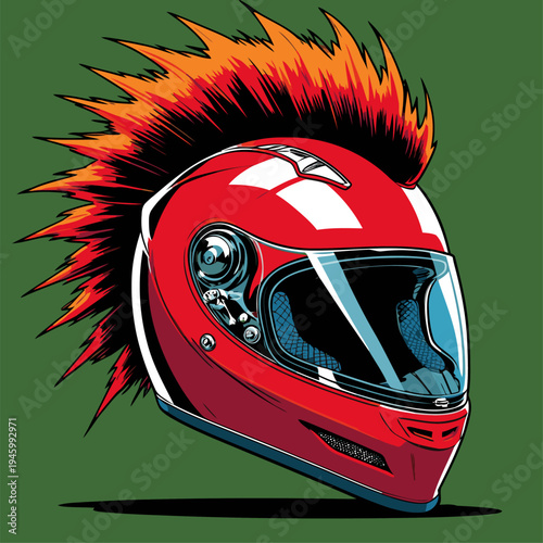 mohawk hair motorcycle helmet vector image
