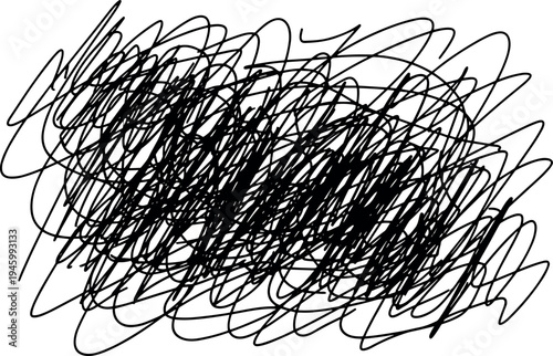 A messy black scribble on a transparent background
