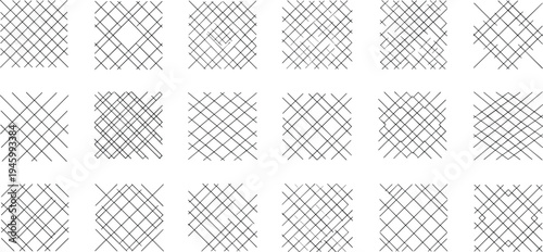 A collection of various crisscross pattern designs on transparent background