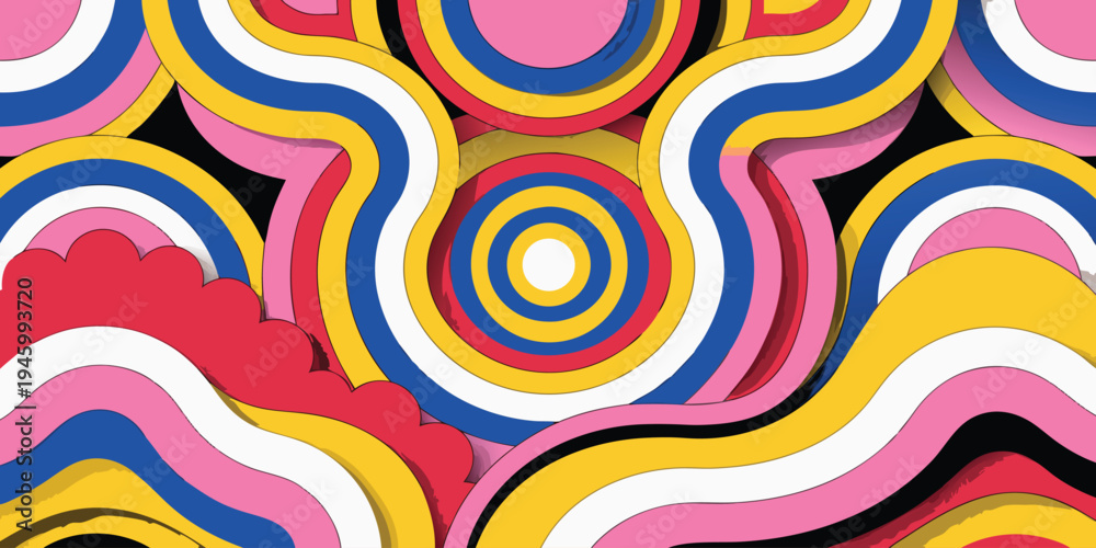 Obraz premium Abstract colorful organic shapes and circles in retro style