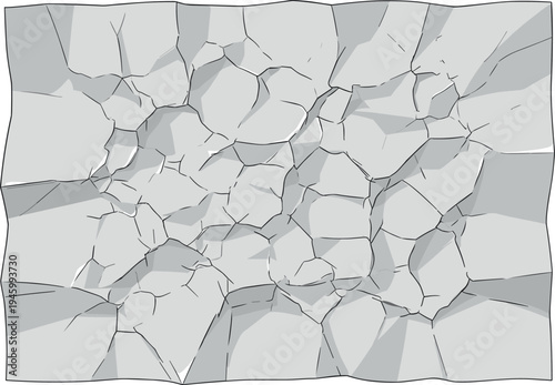 A cracked and broken surface with a polygonal pattern on transparent background