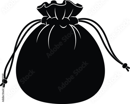Black drawstring pouch illustration
