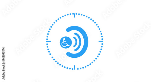Inclusive Audiological Accessibility Symbol Featuring Handicap Representation Within Concentric