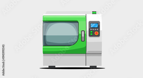 Industrial Machinery Depiction Featuring Modern Graphical Interface and Green Accents Design
