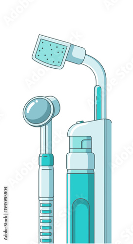 Innovative Dental Hygiene Tools Depicted: A Fresh Vector Illustration on Isolated White Background