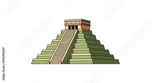 Stylized Ancient Pyramid Structure Isolated on White Background