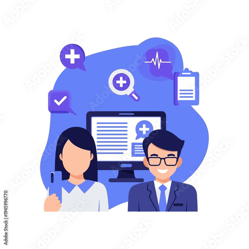 Innovative Digital Healthcare: Telemedicine Concept Depicting Patient Interaction and Medical