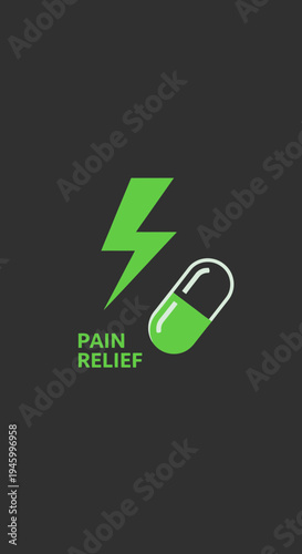 Innovative Graphic Depicting Immediate Pain Relief Utilizing Pharmaceutical Solutions