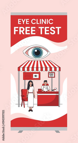 Innovative Eye Clinic Poster Promoting Free Vision Tests and Comprehensive Eye Care Services
