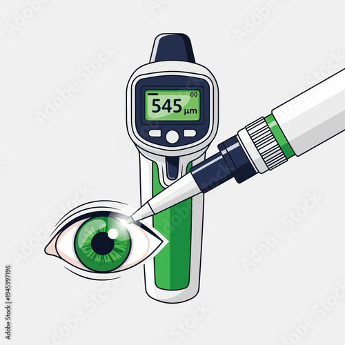 Innovative Eye Examination Illustration Featuring Medical Device and Human Eye with Precise